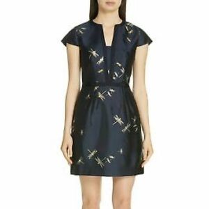 Ted Baker Hartty dragonfly jacquard navy dress